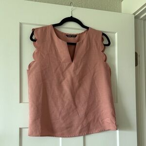 SHEIN Scalloped Blush Blouse
